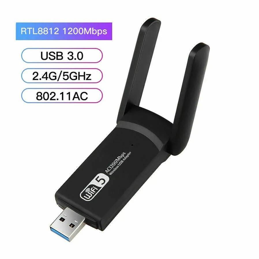 1200Mbps Long Range AC1200 Dual Band 5GHz Wireless USB 3.0 WiFi Adapter Antennas - KEMATÉ