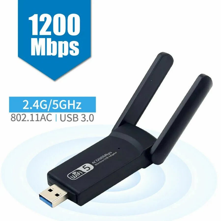 1200Mbps Long Range AC1200 Dual Band 5GHz Wireless USB 3.0 WiFi Adapter Antennas - KEMATÉ