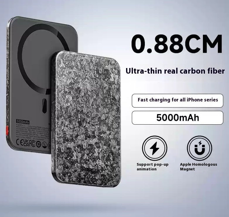 15W Magnetic Power Bank Wireless Carbon Fiber Magsafe Mobile Power Supply - KEMATÉ