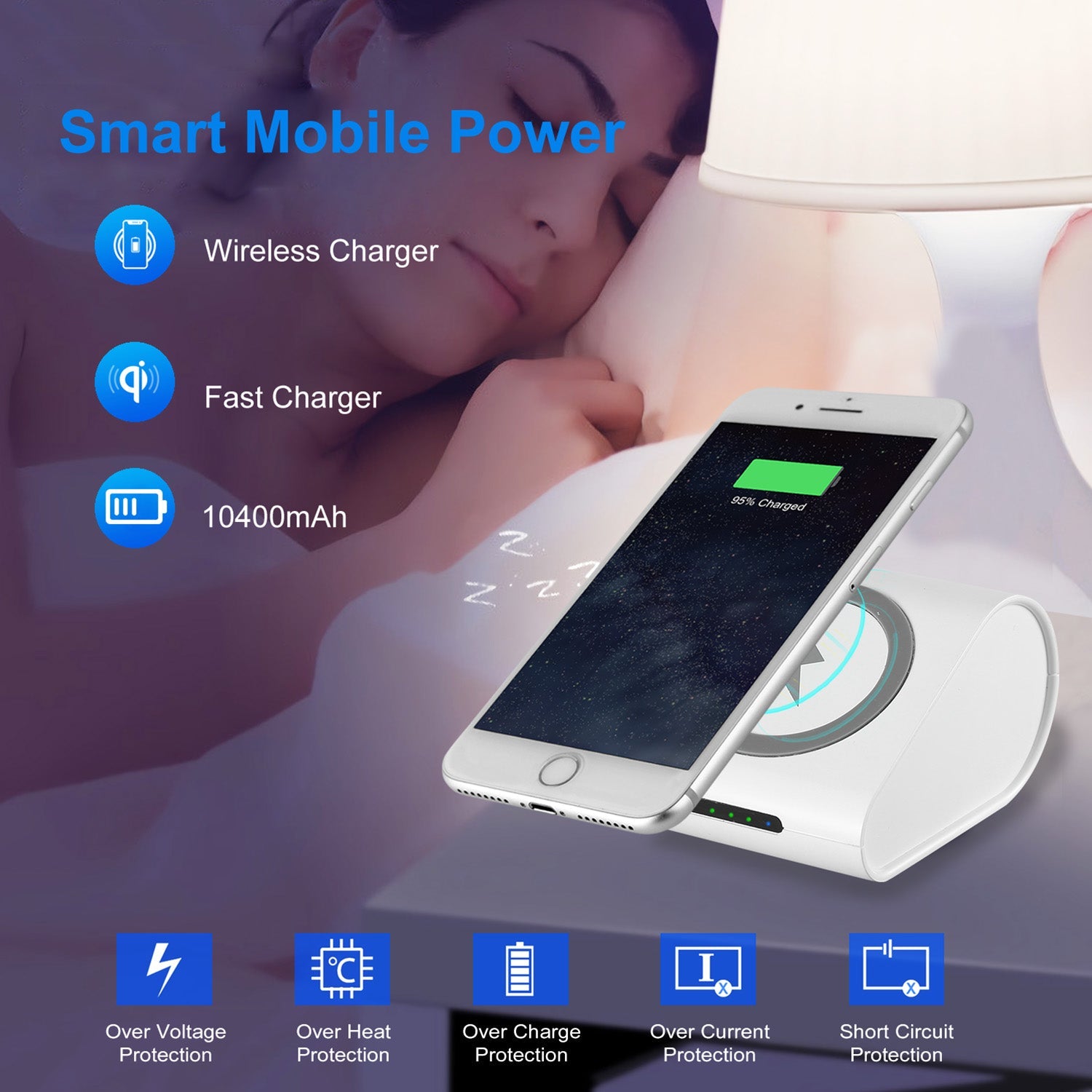 1Pc 10400mAh Qi Wireless Charging Power Bank For IOS Phone XS MAX XR Galaxy S10 S9 Note 9 - KEMATÉ