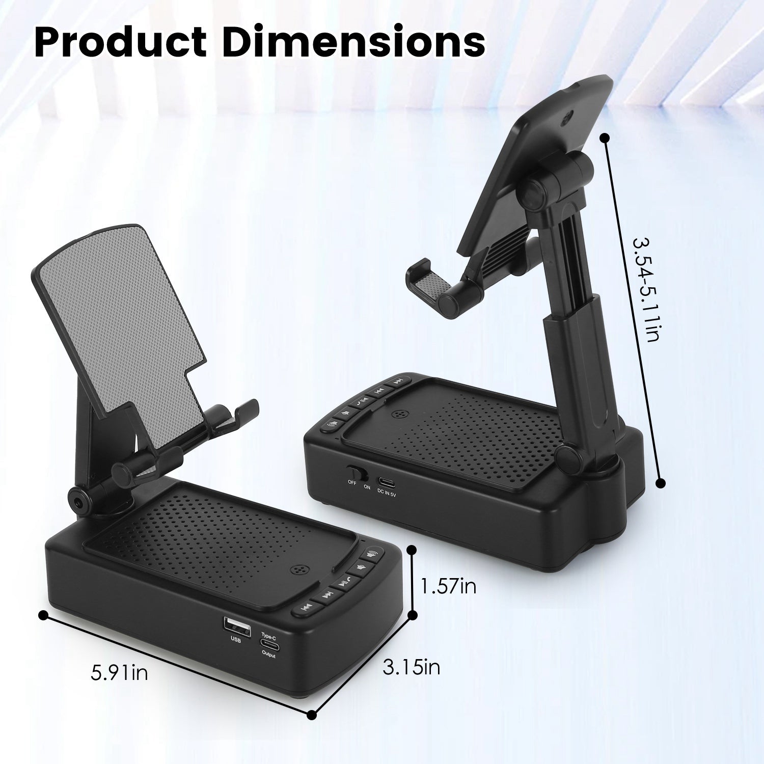 1Pc Cell Phone Stand With HD Surround Wireless Speaker Power Bank Portable Foldable Charging Phone Stand With Anti Slip Base Compatible With Phone Tablet For Home Office Outdoor - KEMATÉ