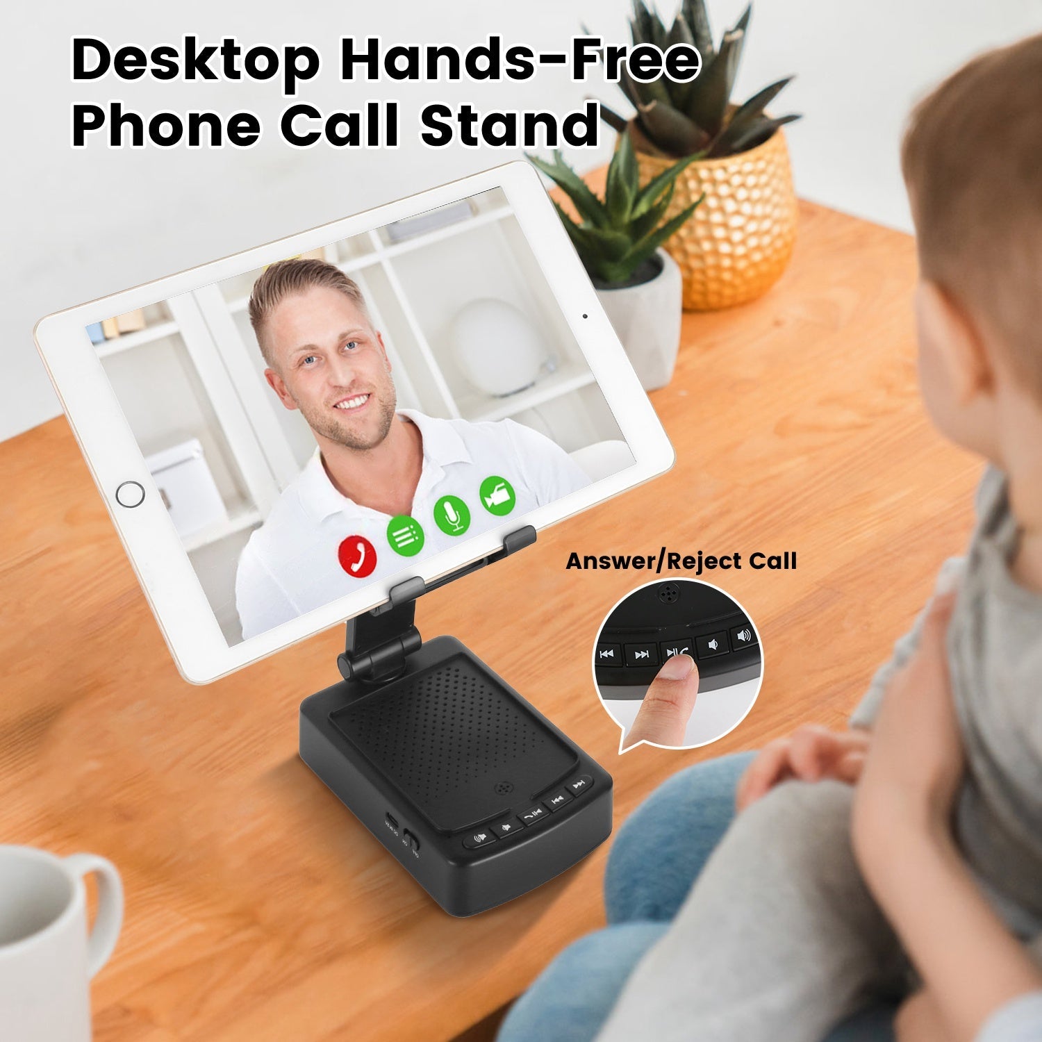 1Pc Cell Phone Stand With HD Surround Wireless Speaker Power Bank Portable Foldable Charging Phone Stand With Anti Slip Base Compatible With Phone Tablet For Home Office Outdoor - KEMATÉ