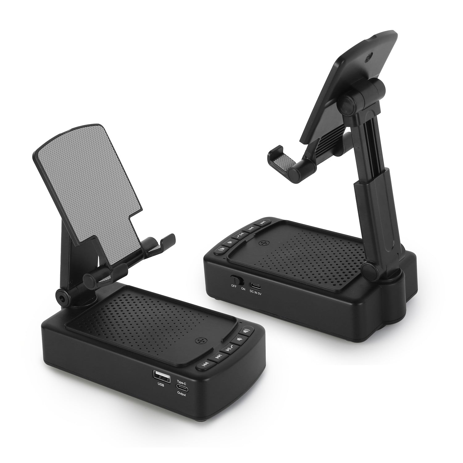 1Pc Cell Phone Stand With HD Surround Wireless Speaker Power Bank Portable Foldable Charging Phone Stand With Anti Slip Base Compatible With Phone Tablet For Home Office Outdoor - KEMATÉ