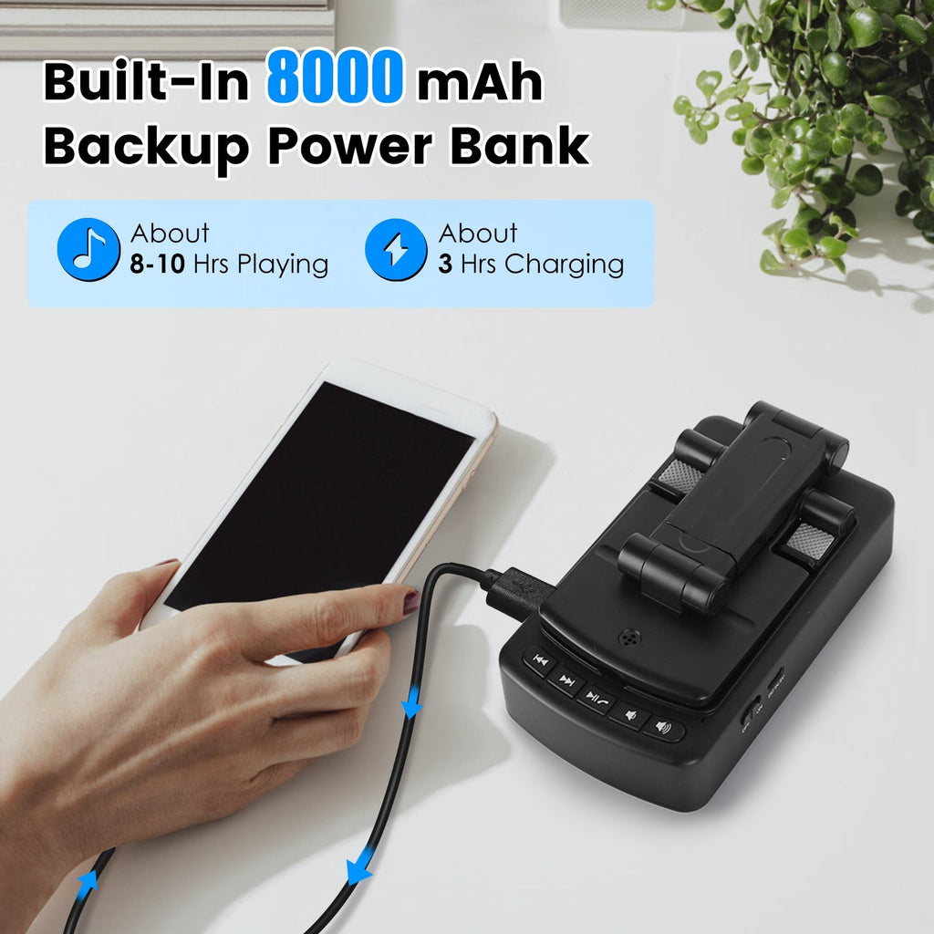 1Pc Cell Phone Stand With HD Surround Wireless Speaker Power Bank Portable Foldable Charging Phone Stand With Anti Slip Base Compatible With Phone Tablet For Home Office Outdoor - KEMATÉ