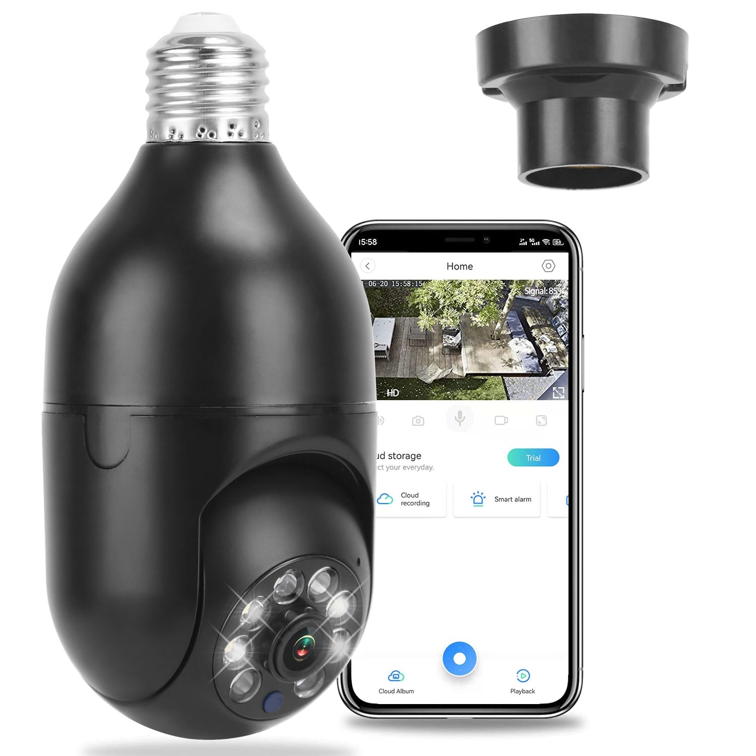 1Pc E27 WiFi Bulb Camera 1080P FHD WiFi IP Pan Tilt Security Surveillance Camera With Two-Way Audio Night Vision Motion Detection Function APP Control - KEMATÉ