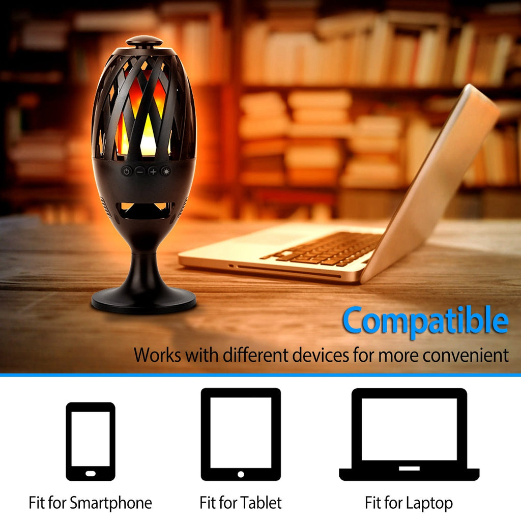 1Pc LED Flame Speakers Torch Wireless Speaker Waterproof Stereo Bass Speaker Outdoor Light-Up Speaker Atmosphere LED Flickers Night Light Patio Stake Lights Lantern For Party Camping - KEMATÉ