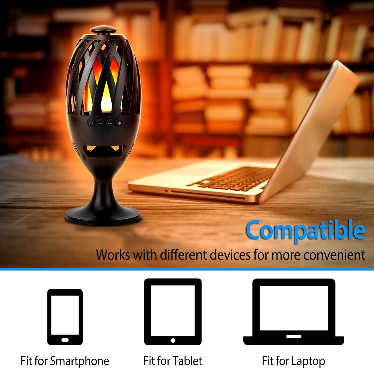 1Pc LED Flame Speakers Torch Wireless Speaker Waterproof Stereo Bass Speaker Outdoor Light-Up Speaker Atmosphere LED Flickers Night Light Patio Stake Lights Lantern For Party Camping - KEMATÉ