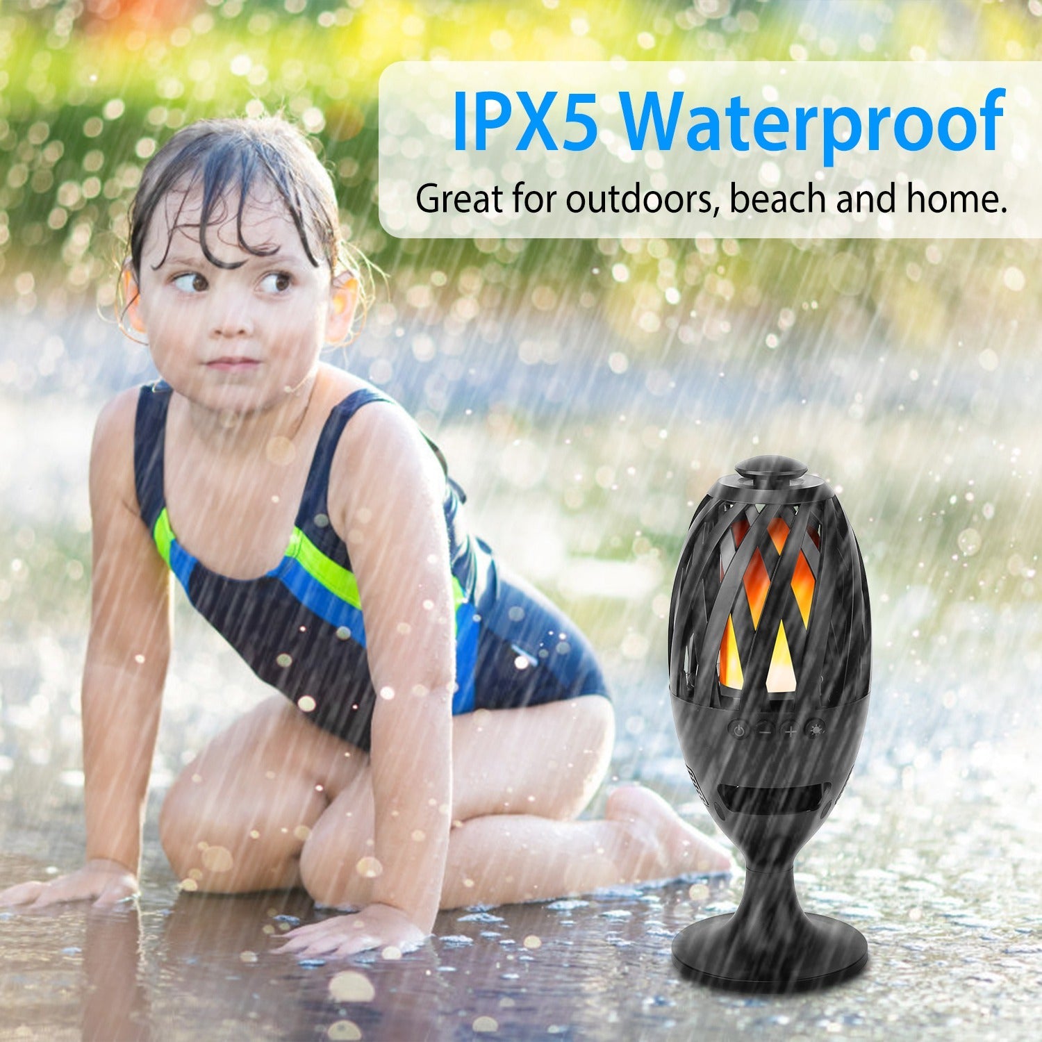1Pc LED Flame Speakers Torch Wireless Speaker Waterproof Stereo Bass Speaker Outdoor Light-Up Speaker Atmosphere LED Flickers Night Light Patio Stake Lights Lantern For Party Camping - KEMATÉ