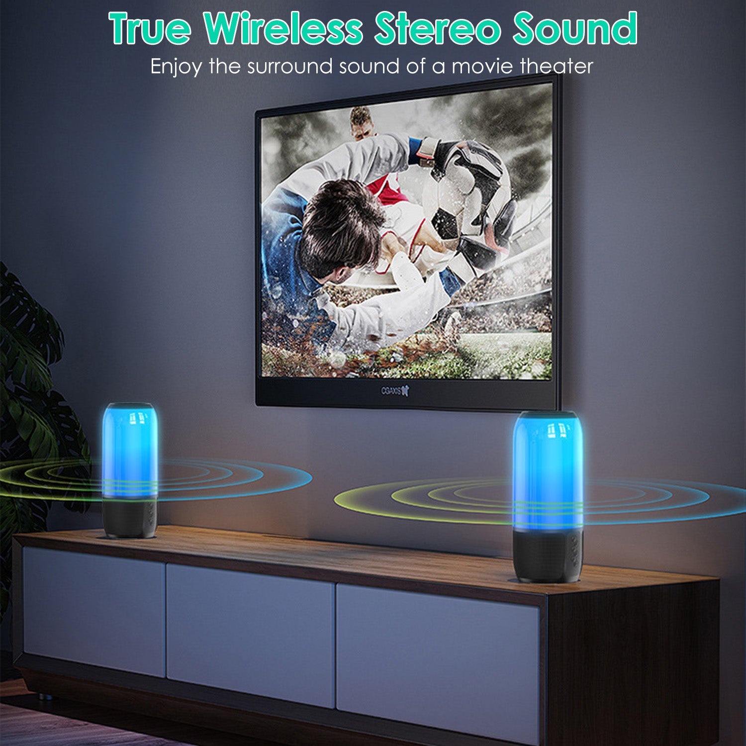 1Pc Wireless Portable Speaker Loud Stereo Speaker With 6 Color Changing Lights Radio Party TWS Speaker For Home Outdoor Travelling - KEMATÉ