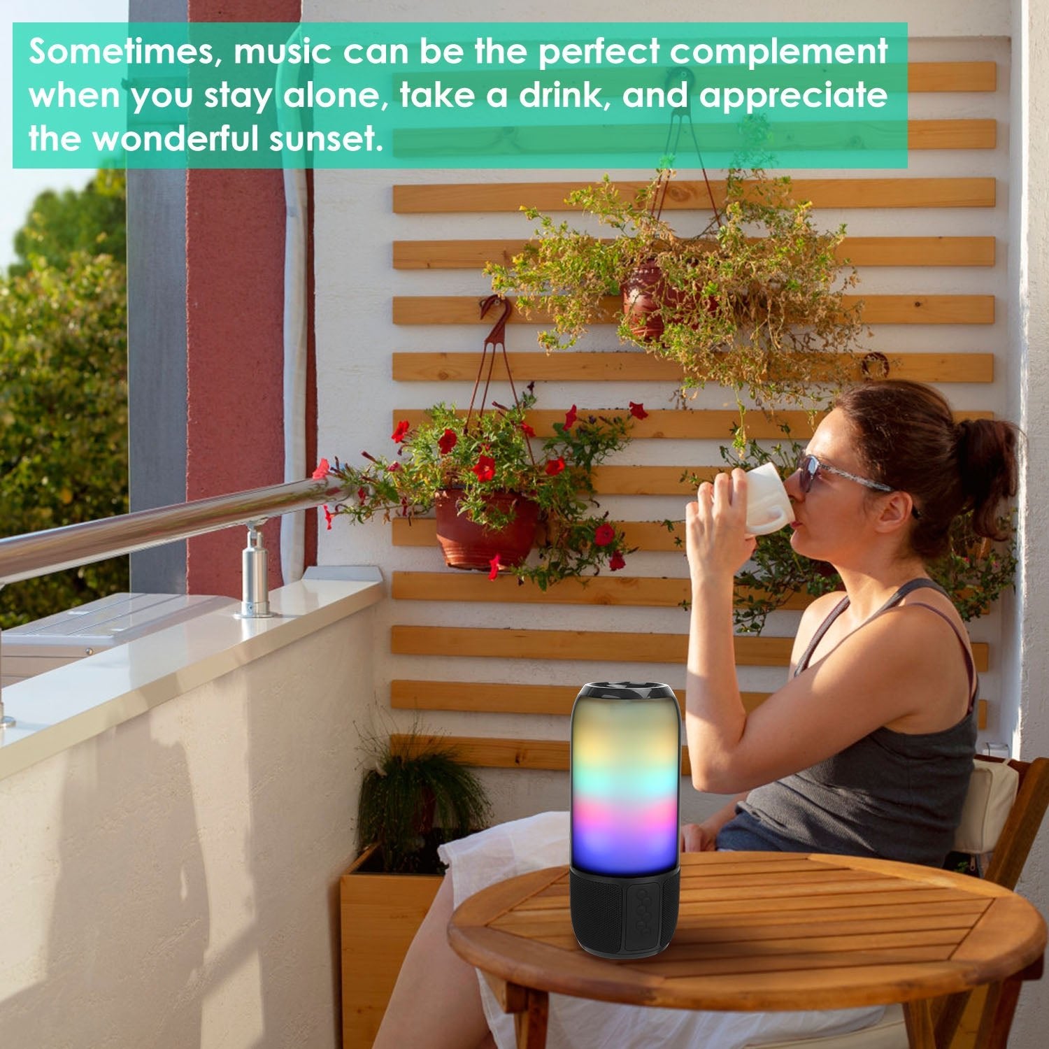 1Pc Wireless Portable Speaker Loud Stereo Speaker With 6 Color Changing Lights Radio Party TWS Speaker For Home Outdoor Travelling - KEMATÉ