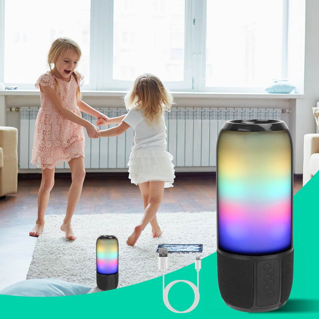 1Pc Wireless Portable Speaker Loud Stereo Speaker With 6 Color Changing Lights Radio Party TWS Speaker For Home Outdoor Travelling - KEMATÉ