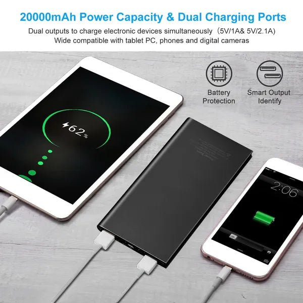 20000mAh Power Bank Ultra-thin External Battery Pack Phone Charger - KEMATÉ
