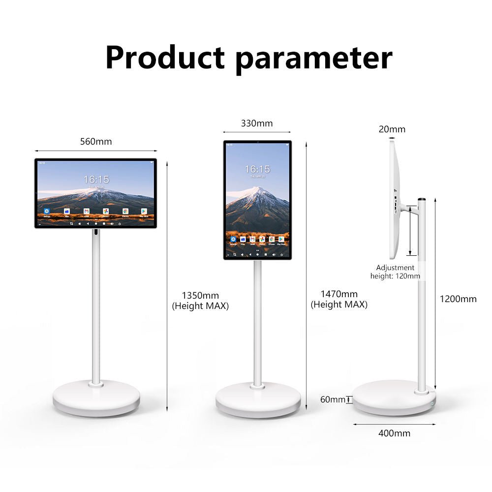 24 Inch Touch Screen 8-core CPU Android OS 128GB Rotation Monitor Built-in Battery With 13MP Camera Rollable Smart Portable TV - KEMATÉ