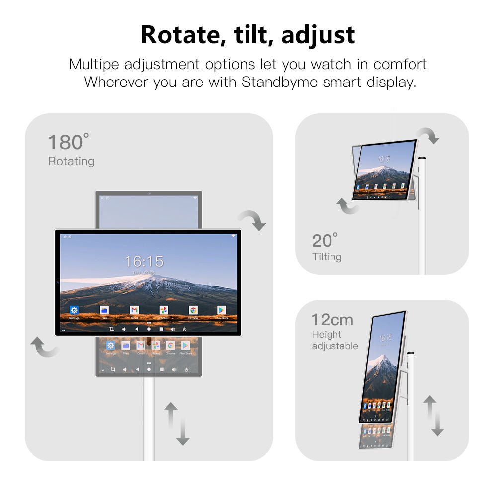 24 Inch Touch Screen 8-core CPU Android OS 128GB Rotation Monitor Built-in Battery With 13MP Camera Rollable Smart Portable TV - KEMATÉ