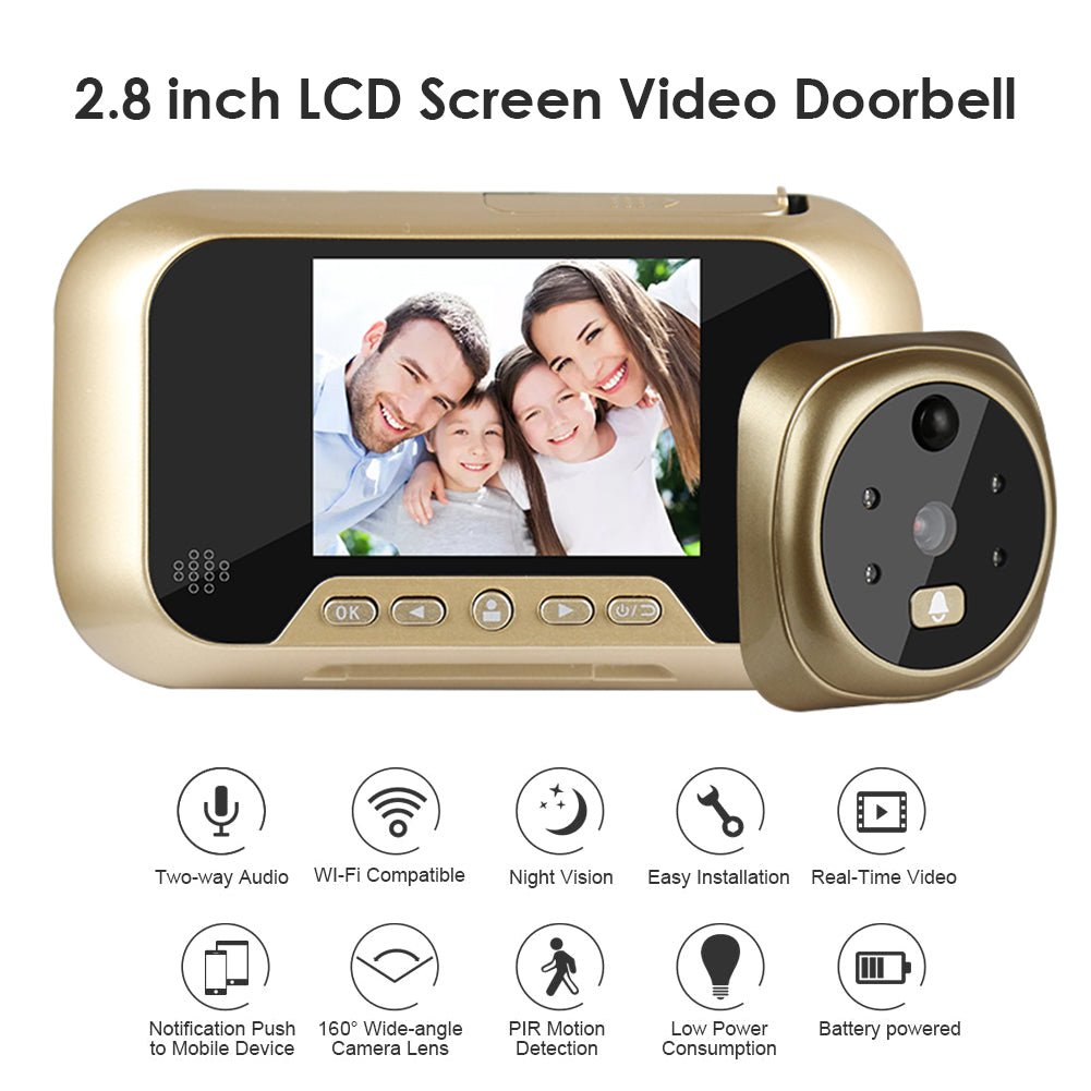 2.8 Inch Infrared Night Vision Camera Video Intelligent Electronic Peephole Visual Peephole Doorbell - KEMATÉ