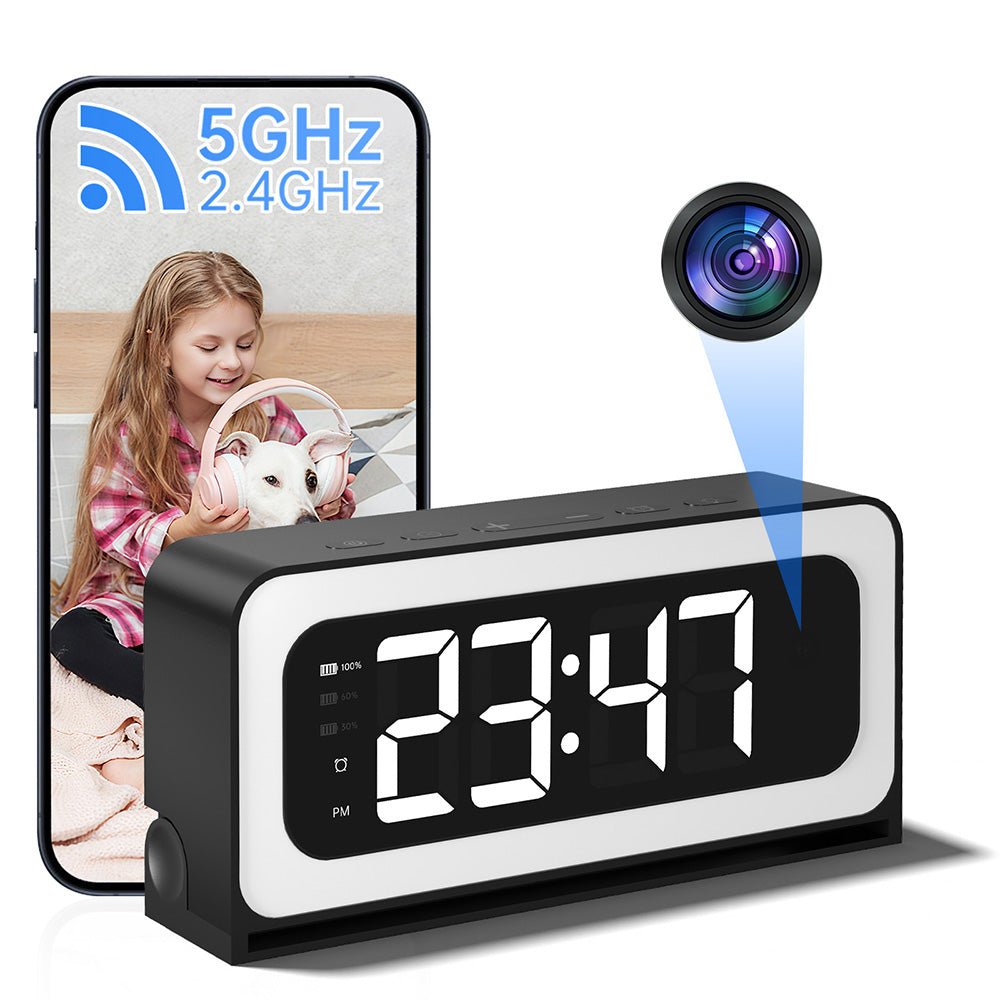 3MP Black Color Wireless Wifi Alarm Clock Camera Video Recording Home Baby Monitor - KEMATÉ