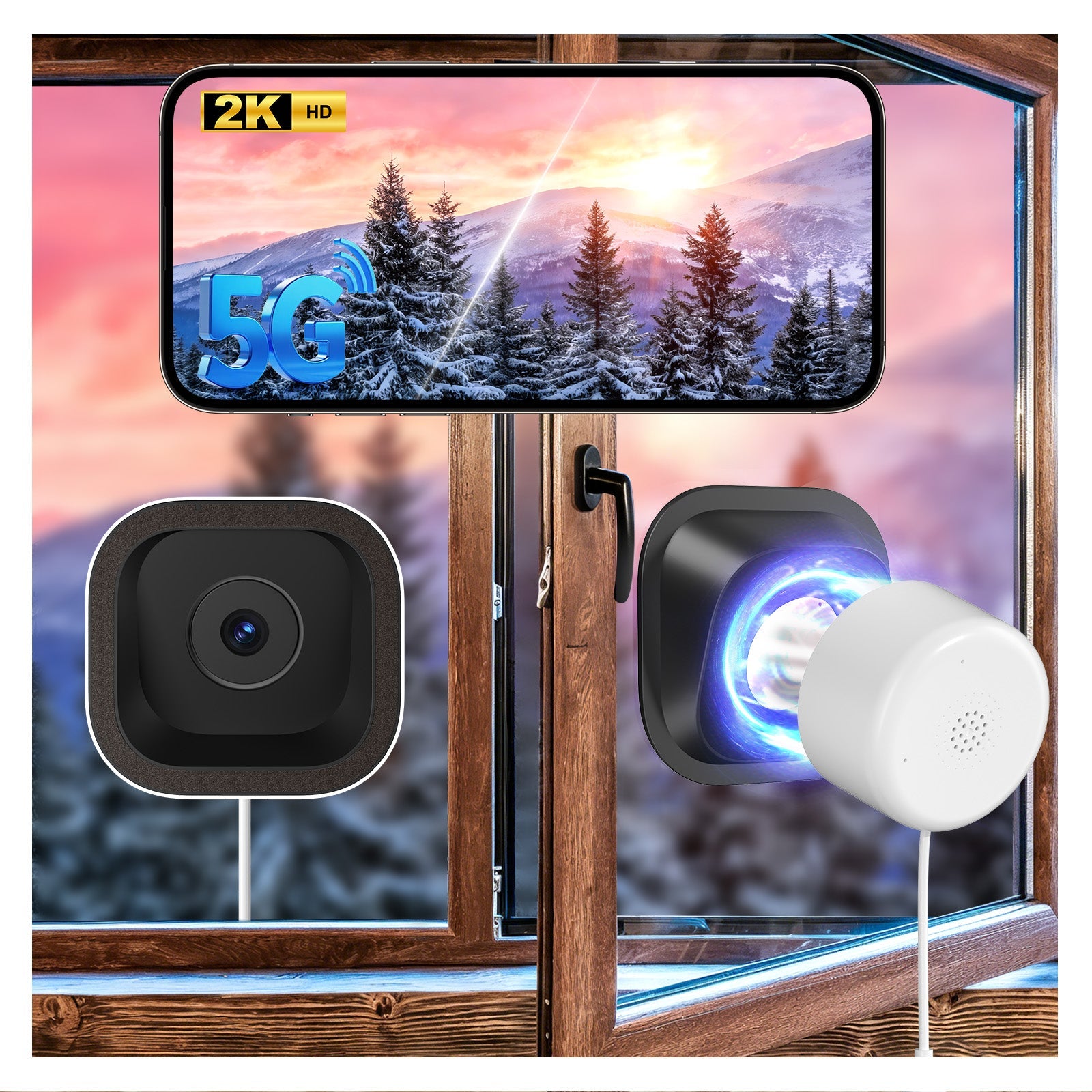 3MP Window Camera WiFi Indoor Home Security Motion Detection Two-Way Audio Camera - KEMATÉ