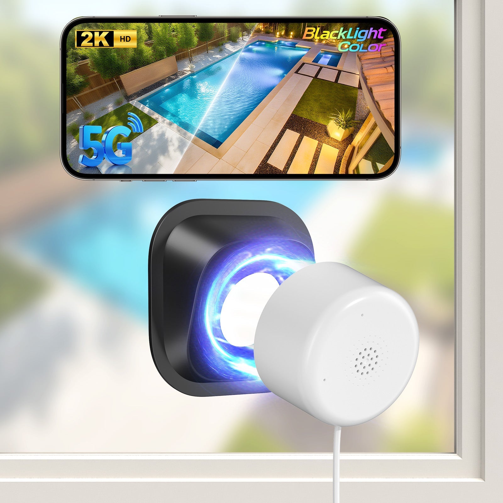 3MP Window Camera WiFi Indoor Home Security Motion Detection Two-Way Audio Camera - KEMATÉ