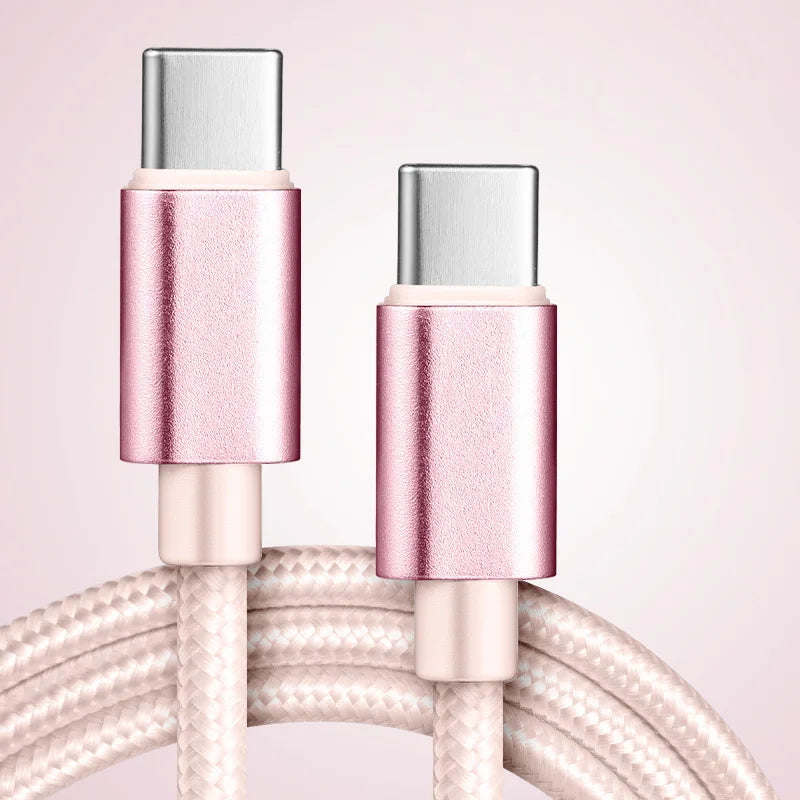 60W 5A Nylon Fast Charging Cable 1/2/3m Dual Type-C Colorful Data Cable High Speed Data Transfer Fast Charge Cable for Xiaomi17