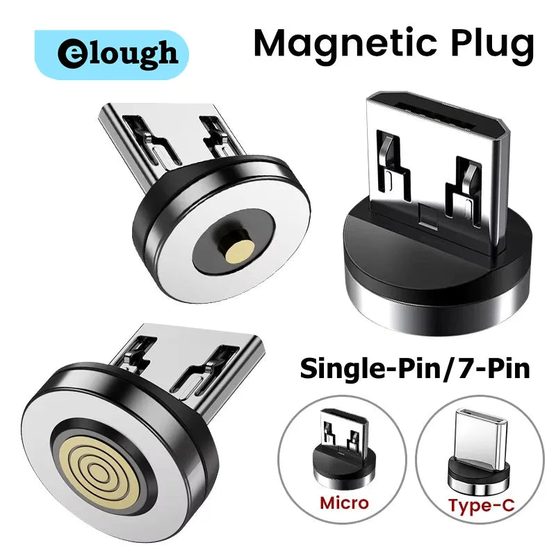 Adaptateur de charge magnétique simple/7 broches, adaptateur de câble magnétique Micro/Type C pour téléphone portable, bouchon anti-poussière, pièces de rechange