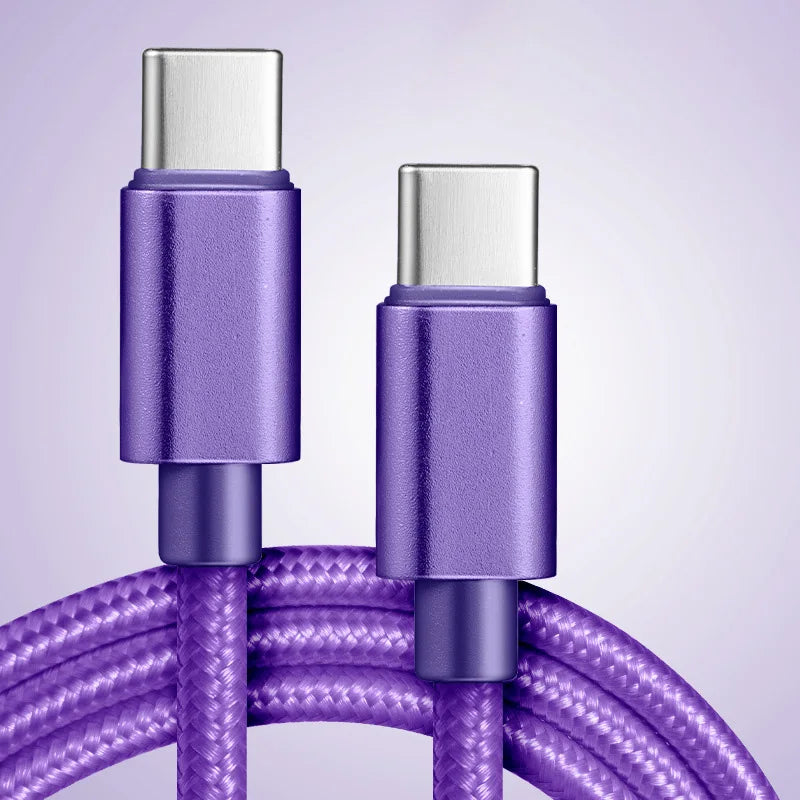 60W 5A Nylon Fast Charging Cable 1/2/3m Dual Type-C Colorful Data Cable High Speed Data Transfer Fast Charge Cable for Xiaomi17