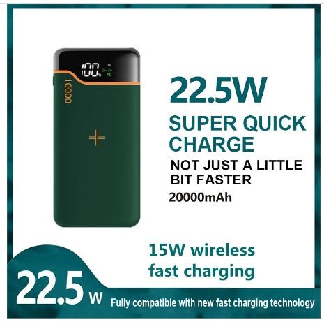 Batterie Externe 20000mAh 22.5W Super Rapide Charging15W Recharge Sans Fil - KEMATÉ