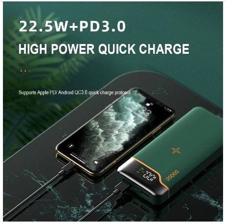 Batterie Externe 20000mAh 22.5W Super Rapide Charging15W Recharge Sans Fil - KEMATÉ