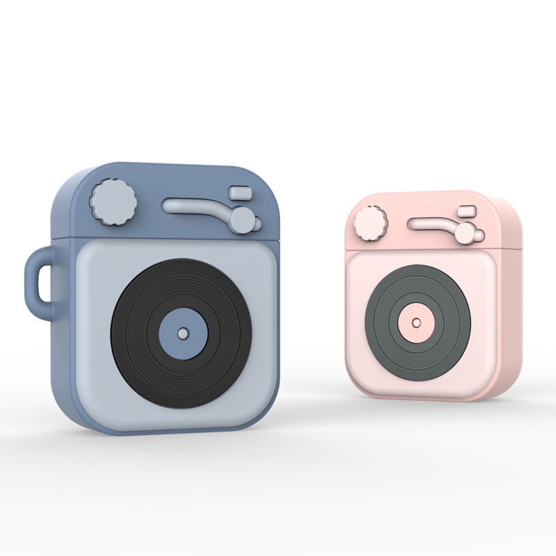 Cartoon Retro Gramophone Wireless Bluetooth Headset Silicone Case - KEMATÉ
