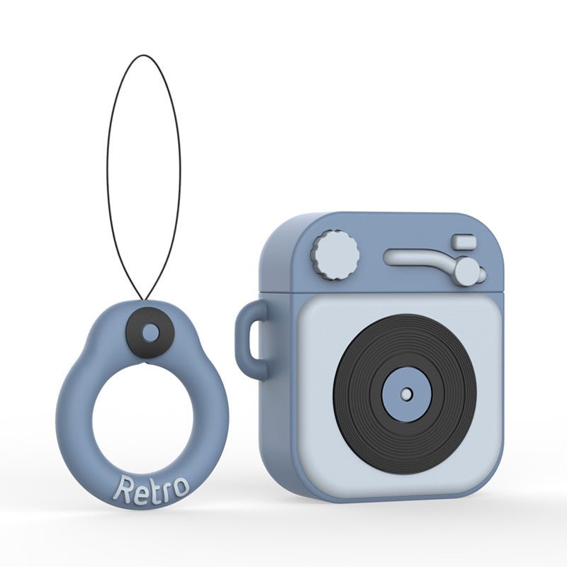 Cartoon Retro Gramophone Wireless Bluetooth Headset Silicone Case - KEMATÉ