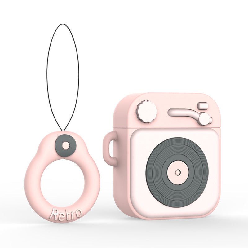 Cartoon Retro Gramophone Wireless Bluetooth Headset Silicone Case - KEMATÉ