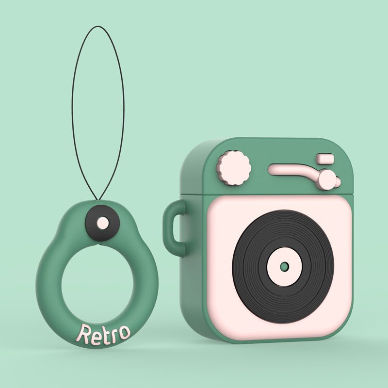 Cartoon Retro Gramophone Wireless Bluetooth Headset Silicone Case - KEMATÉ