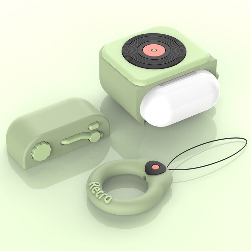 Cartoon Retro Gramophone Wireless Bluetooth Headset Silicone Case - KEMATÉ