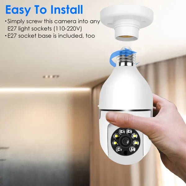 E27 WiFi Bulb Camera 1080P FHD WiFi IP Pan Tilt Security Surveillance Camera - KEMATÉ