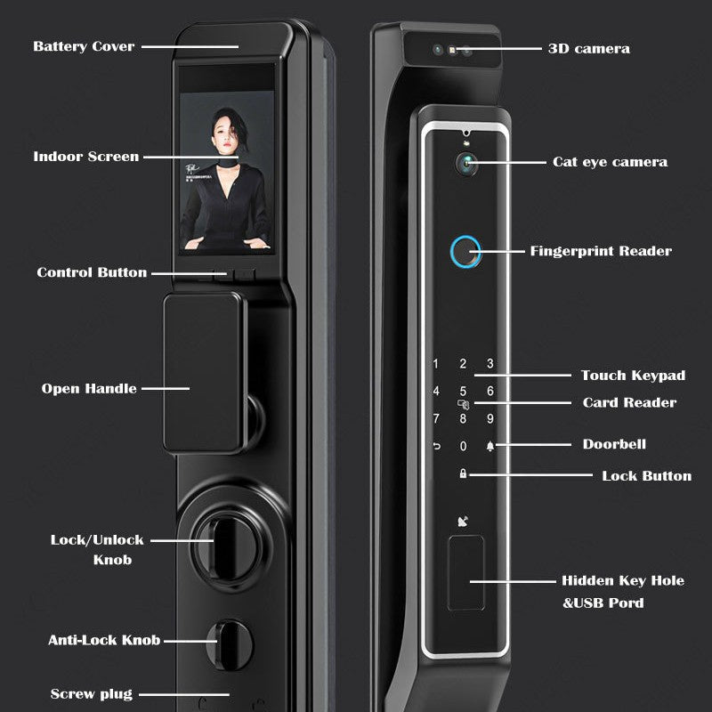 Face Recognition Peephole View Smart Door Lock - KEMATÉ