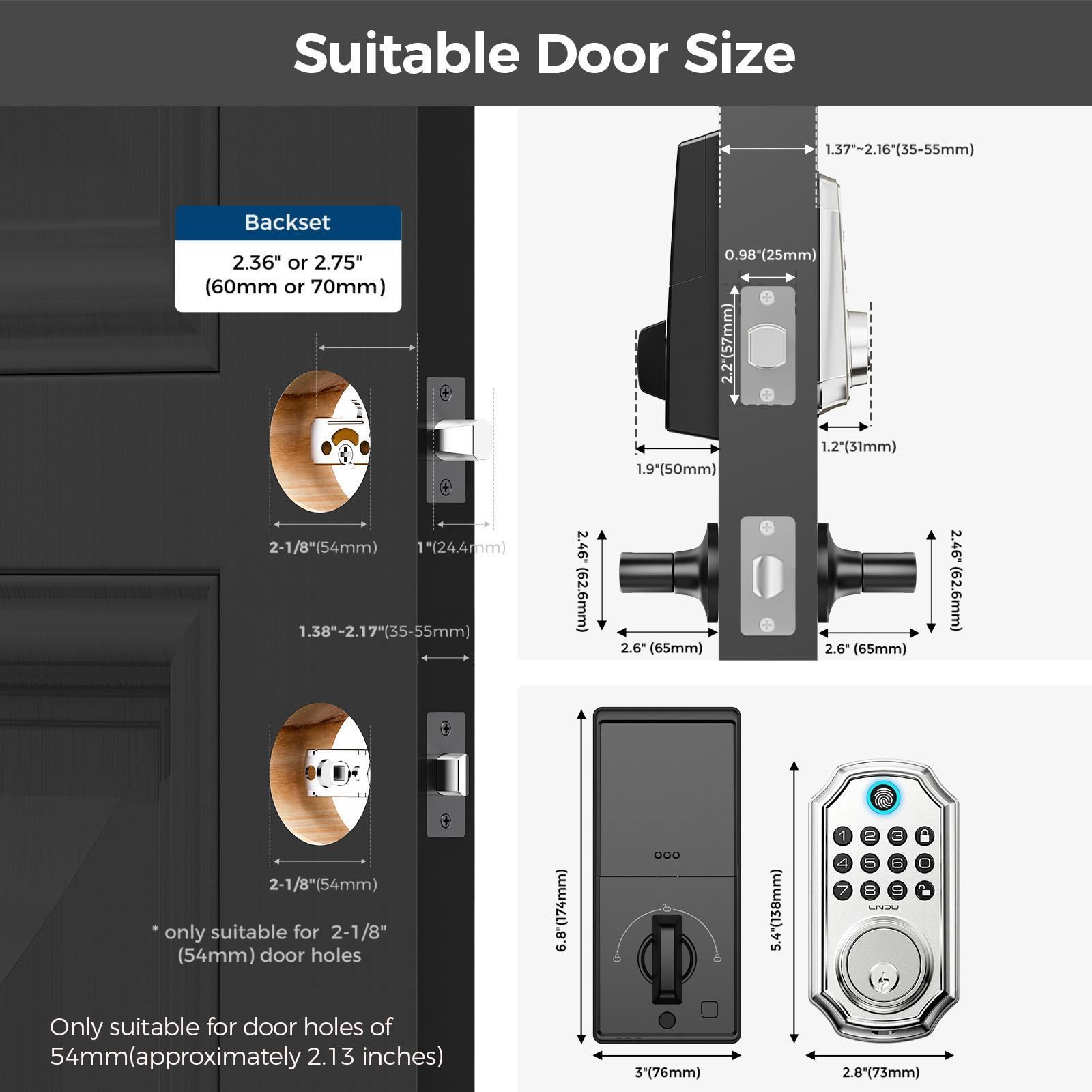 Keyless Entry Door Lock With Handle App-Controlled Front Door Lock Set With Keypad Auto-Lock & One-Touch Locking Anti-Peep Code Feature Easy Installation - KEMATÉ