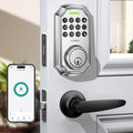 Keyless Entry Door Lock With Handle App-Controlled Front Door Lock Set With Keypad Auto-Lock & One-Touch Locking Anti-Peep Code Feature Easy Installation - KEMATÉ