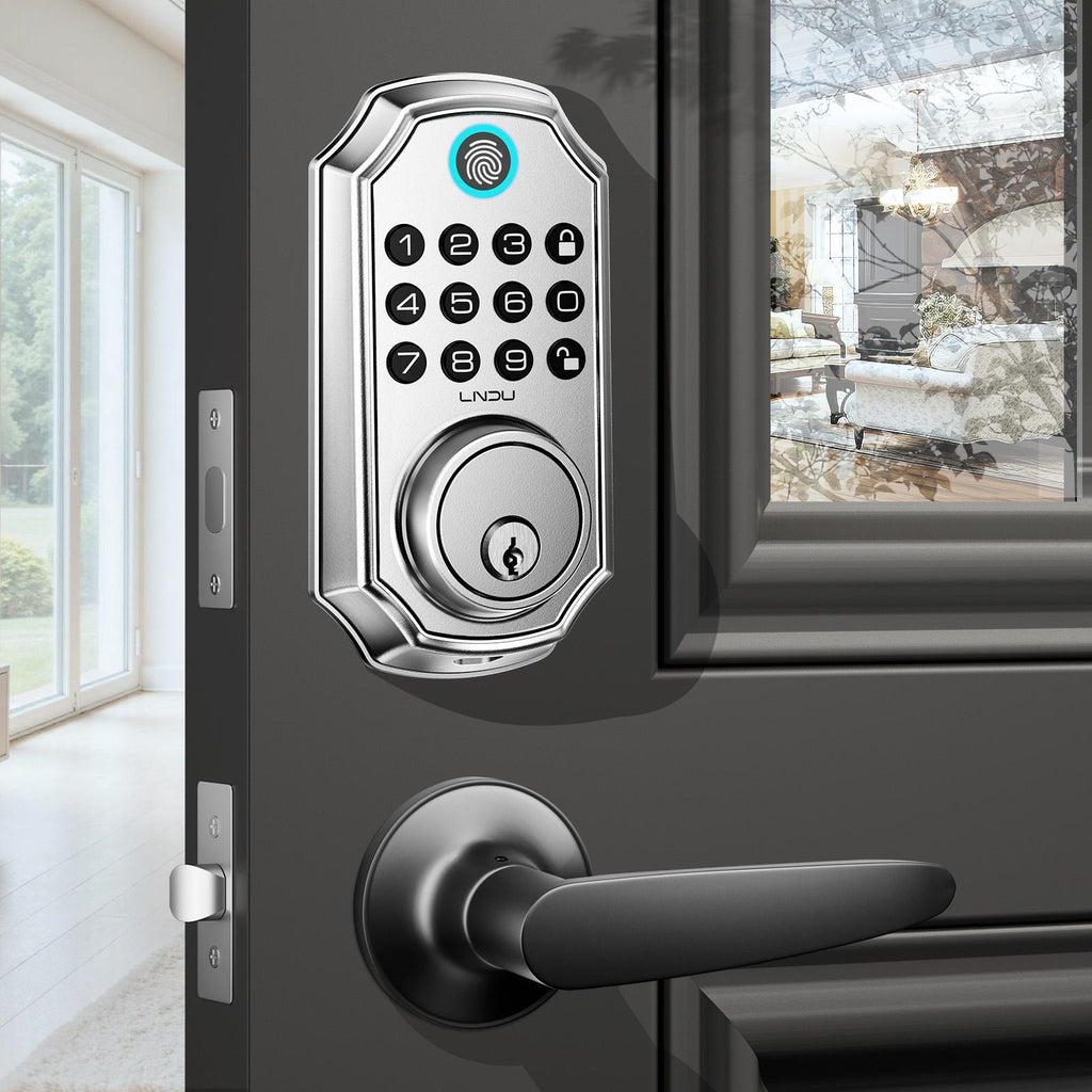 Keyless Entry Door Lock With Handle App-Controlled Front Door Lock Set With Keypad Auto-Lock & One-Touch Locking Anti-Peep Code Feature Easy Installation - KEMATÉ