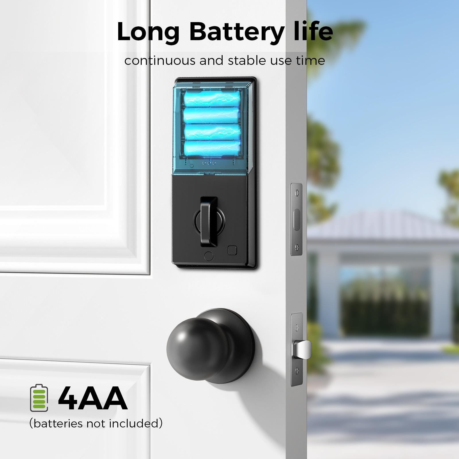 Keyless Entry Door Lock With Handle App-Controlled Front Door Lock Set With Keypad Auto-Lock & One-Touch Locking Anti-Peep Code Feature Easy Installation - KEMATÉ