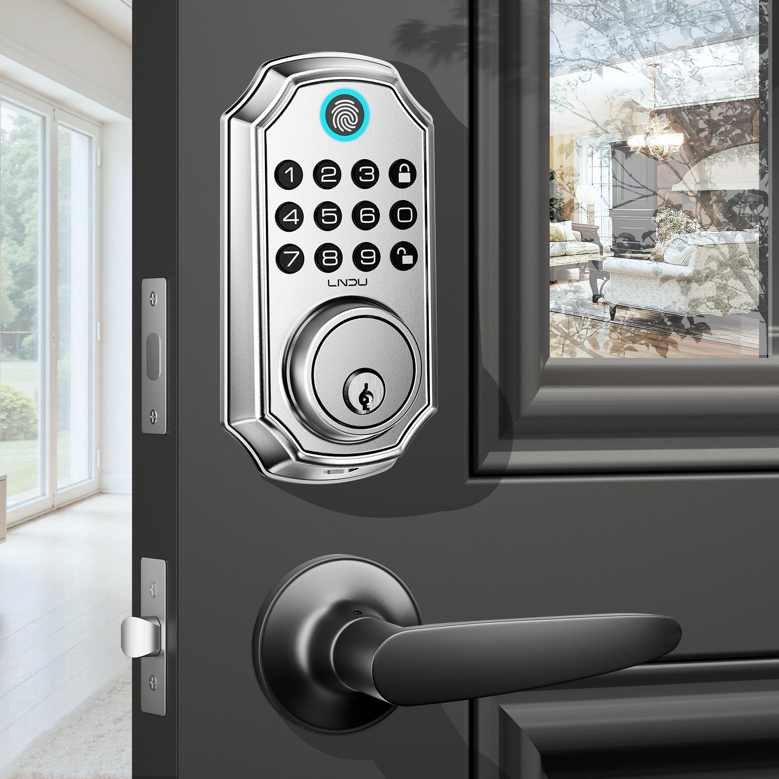 Keyless Entry Door Lock With Handle App-Controlled Front Door Lock Set With Keypad Auto-Lock & One-Touch Locking Anti-Peep Code Feature Easy Installation - KEMATÉ