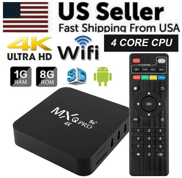 MXQ Pro 4K Ultra HD 64Bit Wifi Android 7.1 Quad Core Smart TV Box Media Player - KEMATÉ