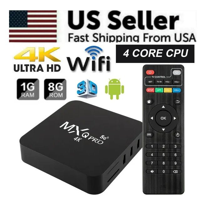 MXQ Pro 4K Ultra HD 64Bit Wifi Android 7.1 Quad Core Smart TV Box Media Player - KEMATÉ