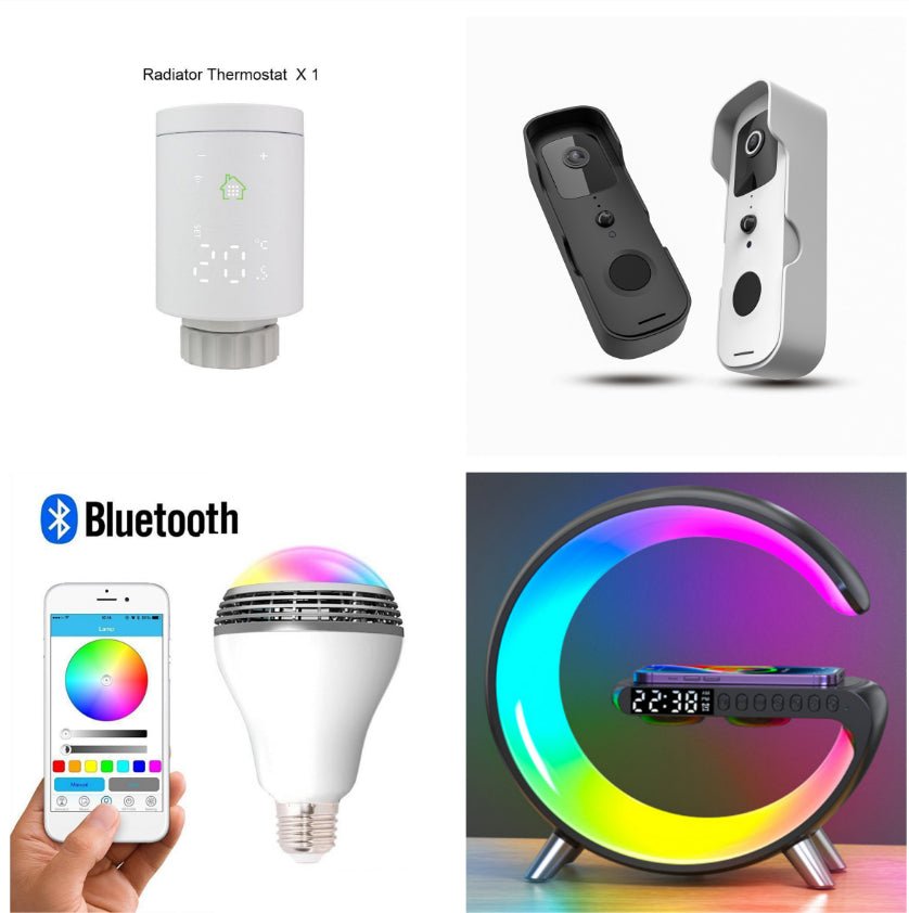 New Intelligent G Shaped LED Lamp Bluetooth Speake Wireless Charger Atmosphere Lamp App Control For Bedroom Home Decor - KEMATÉ