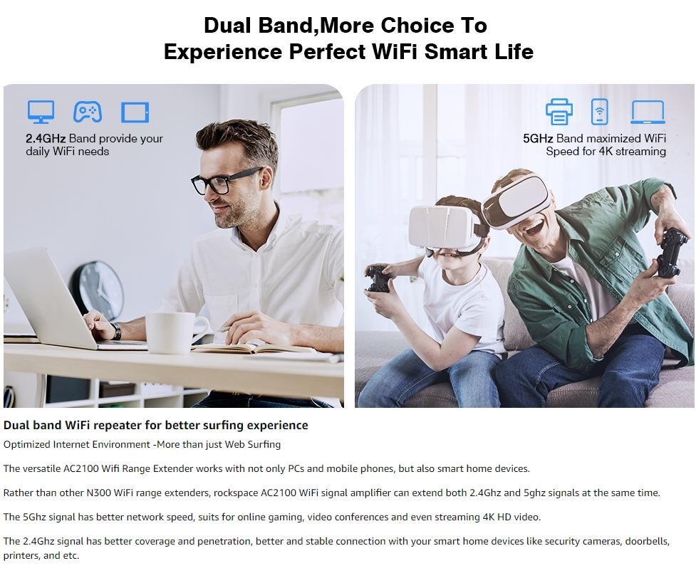 WiFi Extender Home WiFi Booster Dual-band Wireless Extension Supports Multiple Devices - KEMATÉ