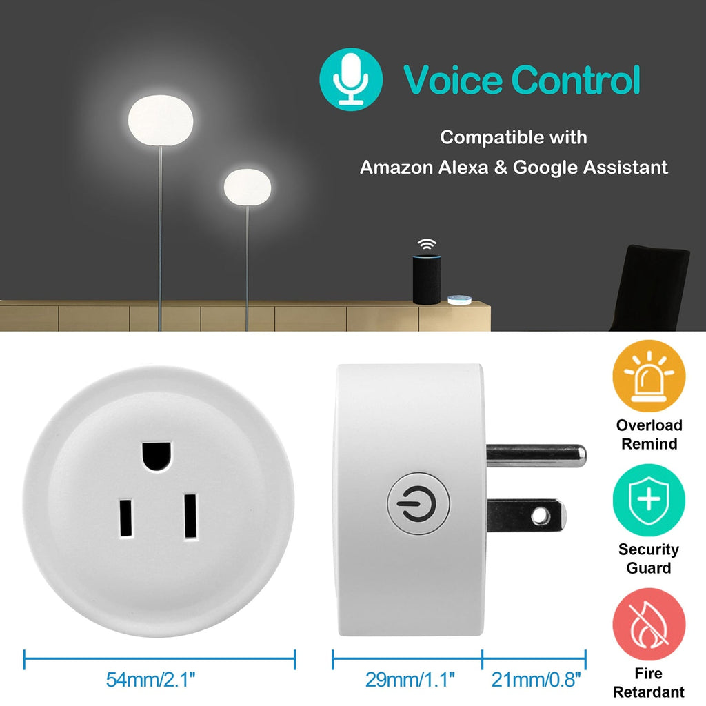 WiFi Smart Plug Outlet Wireless Smart Socket APP Remote Voice Control Timer Alexa Google US - KEMATÉ