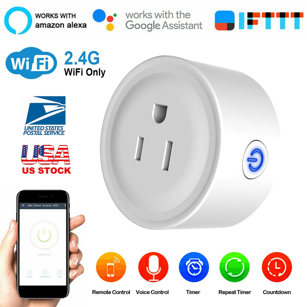 WiFi Smart Plug Outlet Wireless Smart Socket APP Remote Voice Control Timer Alexa Google US - KEMATÉ