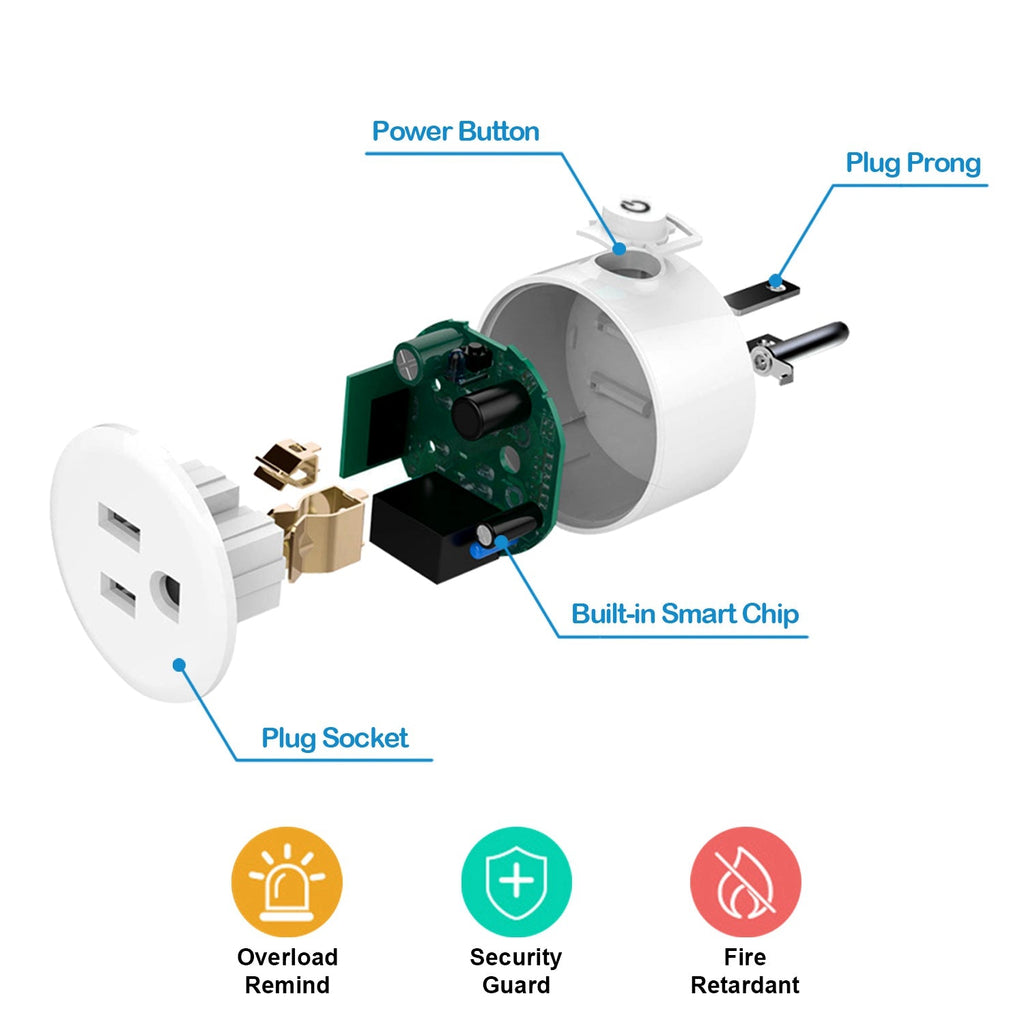 WiFi Smart Plug Outlet Wireless Smart Socket APP Remote Voice Control Timer Alexa Google US - KEMATÉ