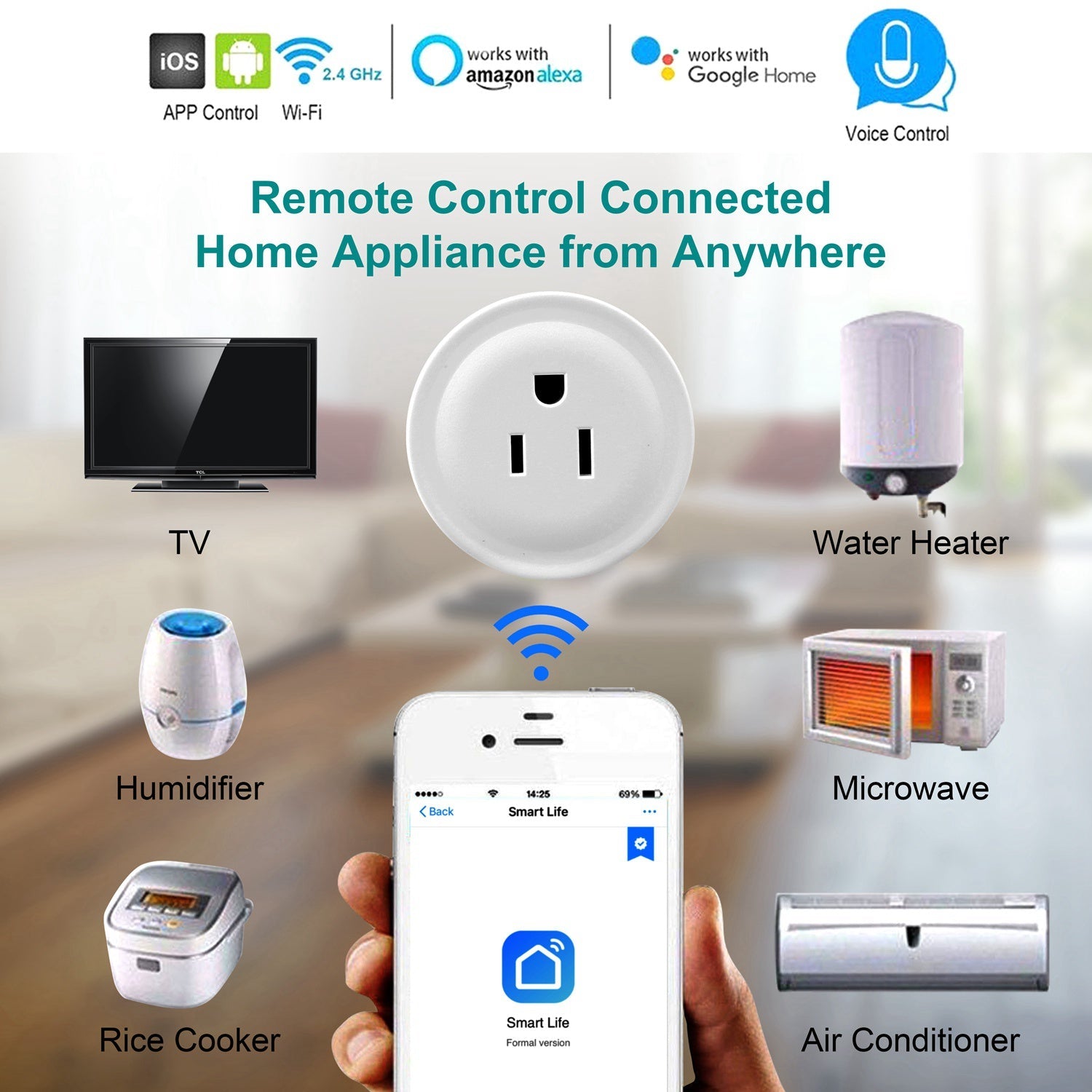 WiFi Smart Plug Outlet Wireless Smart Socket APP Remote Voice Control Timer Alexa Google US - KEMATÉ