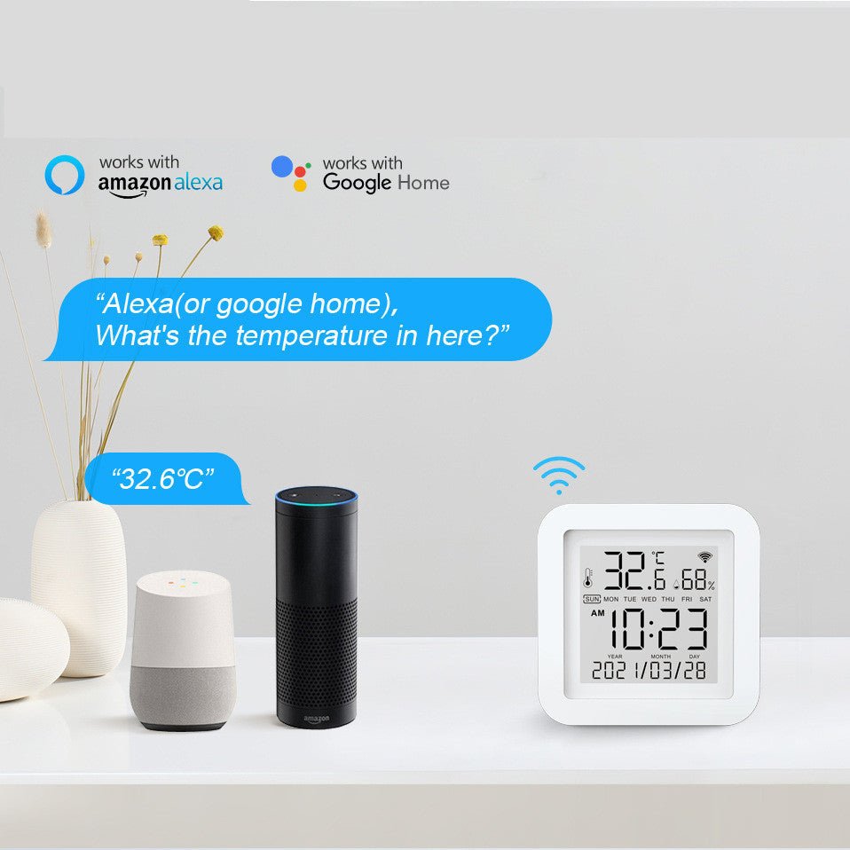 WIFI Temperature & Humidity Sensor For Smart Home Smart Life Thermometer With Display Support Alexa Google Assistant - KEMATÉ