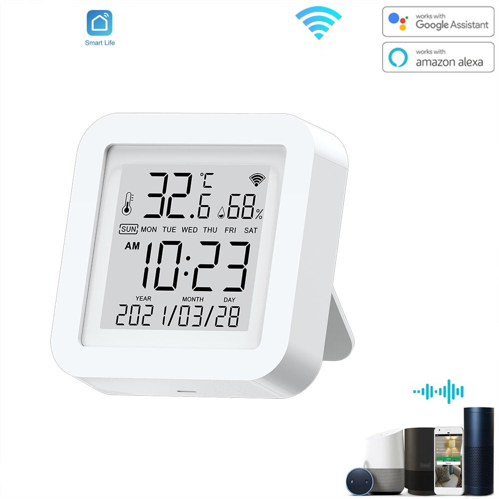 WIFI Temperature & Humidity Sensor For Smart Home Smart Life Thermometer With Display Support Alexa Google Assistant - KEMATÉ