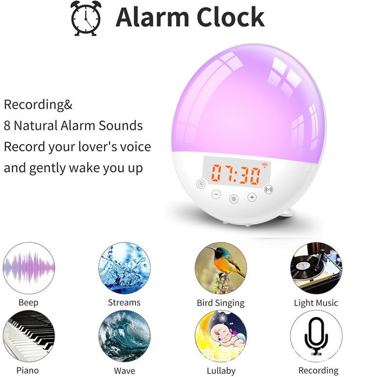 WiFi Voice Control Intelligent Alarm Clock, Sunrise Natural Wake-up Light - KEMATÉ